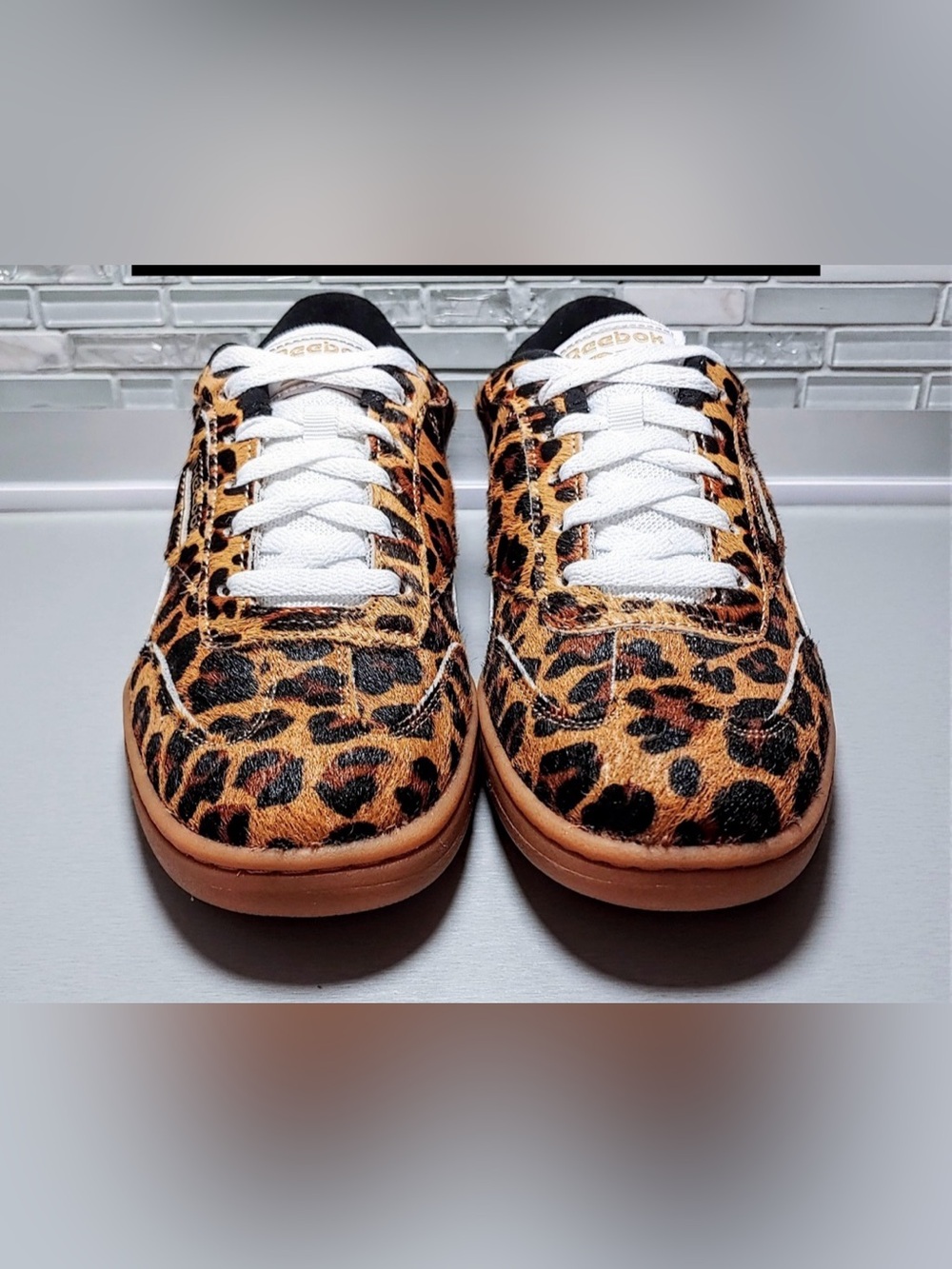 Reebok Leopard Print Low-Top Sneakers in Brown and Black